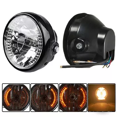 6.5  Motorcycle Universal LED Headlight Lamp High Low Beam For Harley Cafe Racer • $31.49