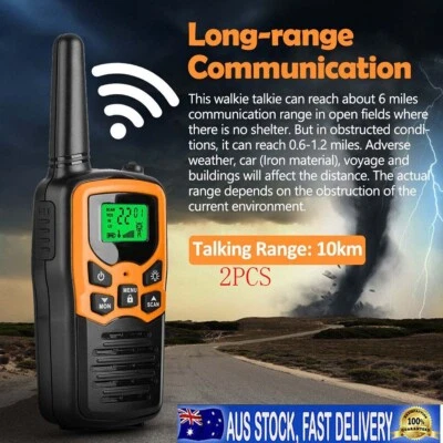 $36.99 • Buy 2Pcs Walkie Talkie Two-way Radio Backlit LCD Screen 400-470MHz Long Range W/ LED
