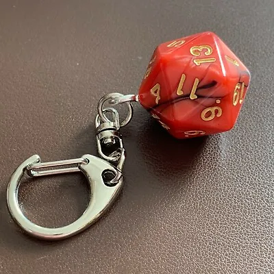 £1.99 • Buy D20 Dice Keyring - Duel Colour - Black And Red