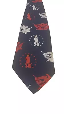 Vintage Schiaparelli Mens Tie  1970' S Confederate Soldiers Red White & Blue • $65