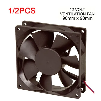 1/2x 90mm 12 Volt Brushless Cooling Ventilation Fan Caravan Accessories Portable • £6.34