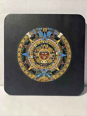 Mayan Sunstone Aztec Calender Metal And Wood Made In Mexico Wall Hanging Decor • $23.80