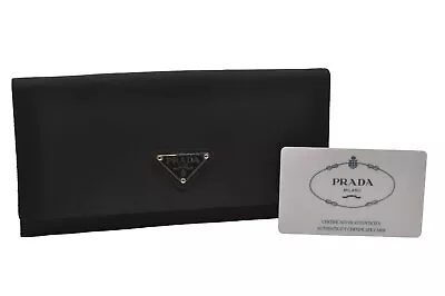 Authentic PRADA TESSUTO Nylon Saffiano Leather Long Wallet M201 Black 1235J • $160