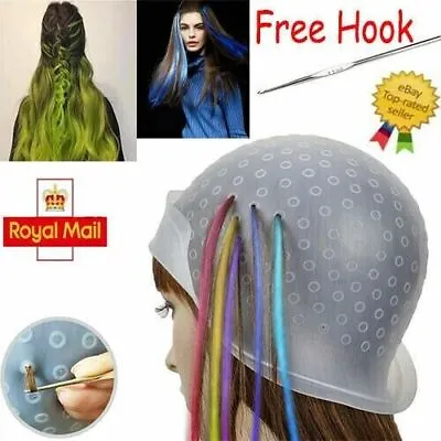 Magi Cap Reusable Hair Cap Coloring Highlighting Rubber Cap Streaking With Hook • £4.49