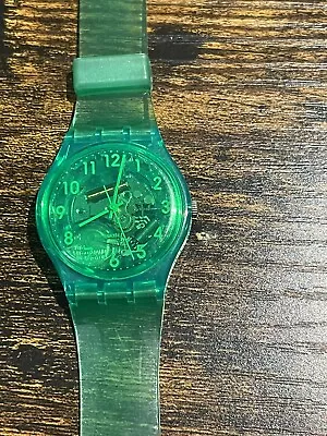 £25 • Buy SWATCH SKELETON WATCH RANDOM GHOST  Green Need New Battery VGC