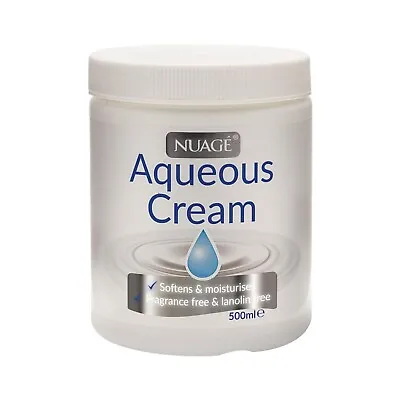 NUAGE Aqueous Cream Soften & Moisturises Skin Fragrance & Lanolin Free - 500 Ml • £6.29