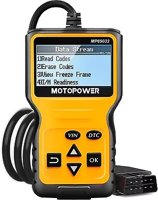 MOTOPOWER MP69033 OBD2 Scanner Car Engine Fault Code Reader Engine System Diagn • £18.65