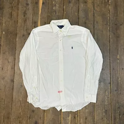 Polo Ralph Lauren Shirt Vintage Button Down Top White Mens Medium • £20