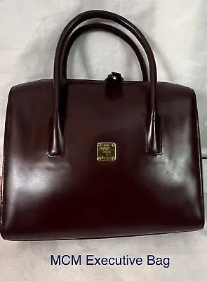 Vintage Briefcase Style Bag Burgundy Red Leather Purse Rare MCM Classic Attaché • $395