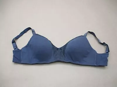 34DDD La Leche League Womens Navy Wireless Lined Back Closure Nursing Bra 1E • $10