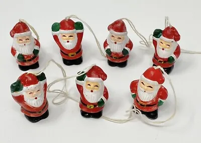 Lot 7 Vintage Miniature Small Santa Claus Christmas Tree Ornaments Painted Resin • $11.99