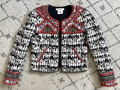 ISABEL MARANT X H&M Embellished Print Boho Beaded Jacket - Size 4 • $175