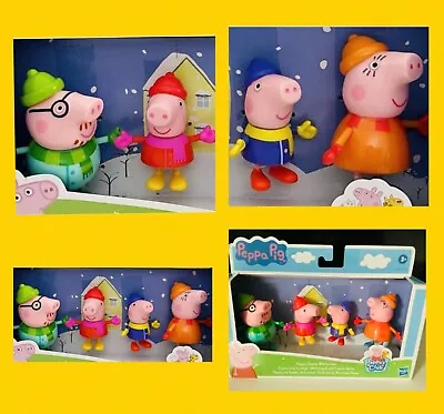 Peppa Pig Family Figure’s Wintertime 4 Pack Daddy Mummy Playset Toy Damaged Box • £15