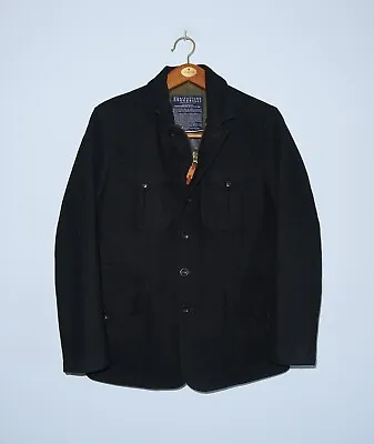 MANIFATTURA CECCARELLI Mens Black Wool Panno Grosso Alligator Jacket Size 42 • $499.99