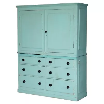 Antique Victorian Circa 1860 Pine Housekeepers Cupboard Linen Original Paint • $6163.25