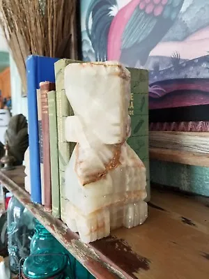 Set Of Vintage Hawaiian Tiki Totem Aztec Mayan Carved Onyx Stone Marble Bookends • $45.59