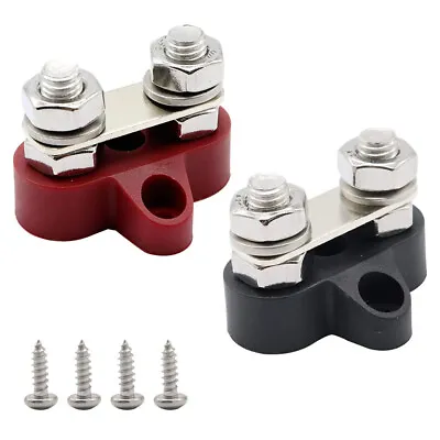 $15.98 • Buy 2 Red Black Junction Block Power Post Insulated Terminal Stud Battery 5/16  Ring