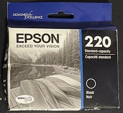 Epson 220 Black Ink Cartridge T220120 DURABrite Ultra Genuine EXP: 04/22 - NEW! • $9
