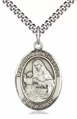 Madonna Del Ghisallo Medal In 1  Fine Pewter 24  Rhodium Plate Clasp Chain • $37