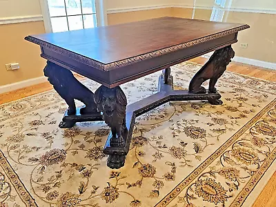 Antique Italian Renaissance Revival Dining Library Table • $3499.99