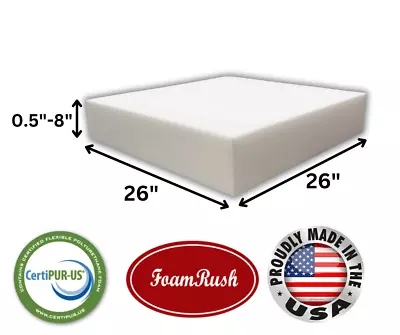 26  X 26  High Density Upholstery Foam Cushion Foam Rubber Seat Replacement • $39.97