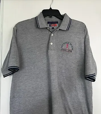 Vintage Mens Myrtle Beach 90s Polo Shirt M Gray Cotton USA Polo • $9.99