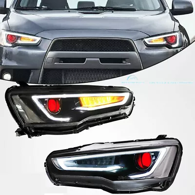 Devil Eyes LED Halo Projector Headlights W/D2S Fit 08-17 Mitsubishi Lancer EVO X • $389.99