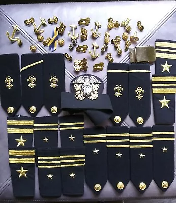 Lot Of Military Naval Shoulder Boards Buttons Anchor Shirt Pins Epaulets Navy • $150