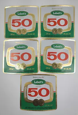 Lot Of 5 Vintage Labatt's 50 Ale Beer Labels 3.25 X 3.2  Unused Brewed In Canada • $1.99