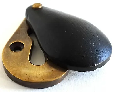 £5.99 • Buy Cover Keyhole Escutcheon Rose Wood Wooden  Key Hole Door Black Brass Beehive