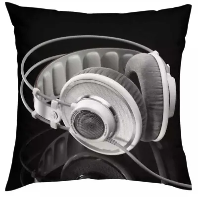 MUSIC DJ HEADPHONES Cushion Cover 45 X 45cm Pillow Case GIFT Home Decor • £8.99