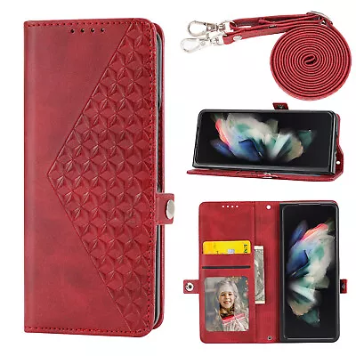Flap Card Slot Stand Leather W/Lanyard Phone Case For Samsung Galaxy Z Fold5/4/3 • $13.79