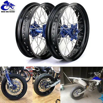 $579.66 • Buy 17  Supermoto Wheel Rim Set Blue Hub FOR Yamaha YZ250F YZ450F YZ 250 450 F 14-23