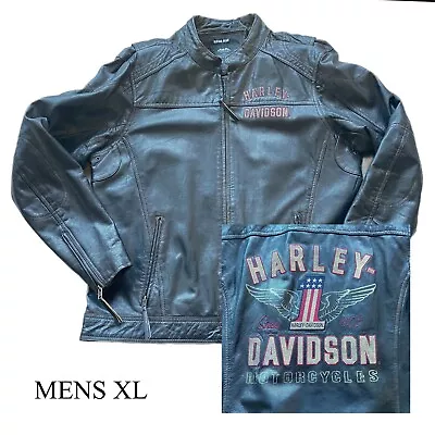 Harley Davidson #1 LOGO Distressed Goatskin Leather Cafe Racer XL “Evel Knievel” • $399.99