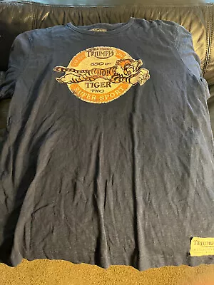 Triumph Motorcycles T Shirt Lucky Brand Tiger Art Near Mint Blue Near Mint • $12