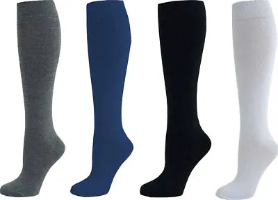 £3.49 • Buy 3x 6x 9x Girls Knee High Cotton Socks Long Plain Children Kids School Socks
