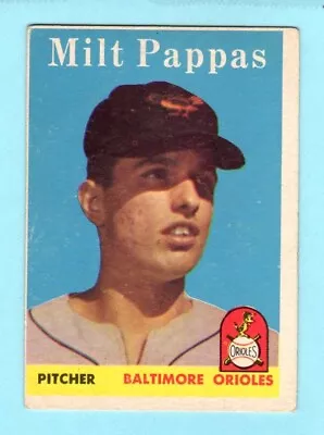 1958 Topps Baseball #457 Milt Pappas Rookie Baltimore Orioles Crease Free Vg/ex • $0.19