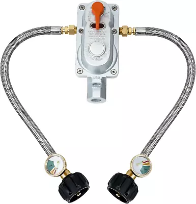 2-Stage Auto Changeover Propane Gas Rv Regulator Kit With 2PCS Gauges And 12-Inc • $78.99
