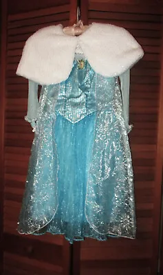 Disney Store Frozen Elsa Costume Size 6 NWT Includes Elsa Tiara + Sparkly Cape • $35