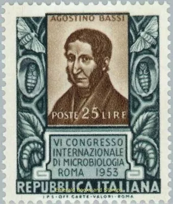 EBS Italy 1953 - Microbiology Congress - Agostino Bassi - Unificato 726 MNH** • $1.50