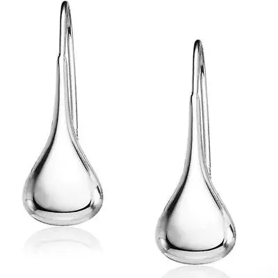 $9.49 • Buy Sterling Silver 925 Solid Classic Puffed Teardrop Hook Dangle Earrings Women