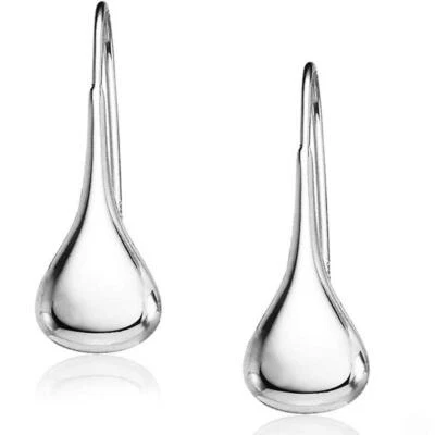 $9.49 • Buy Sterling Silver 925 Solid Classic Puffed Teardrop Hook Dangle Earrings Women