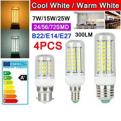 4PCS LED Corn Bulb E27 E14 B22 7W 12W 15W 20W 25W 5730SMD Globe Lamp Spot Light • $14.89