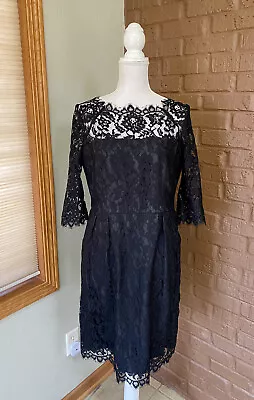 Milly Dress 12 Black Lace Wedding Guest LBD Modest Mini Semi Formal • $59.99