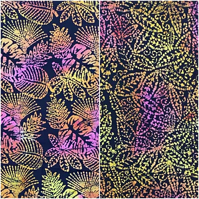 100% Cotton Batik Fabric John Louden Rainbow Leaf Leaves Weaver Road 110cm Wide • £1.50