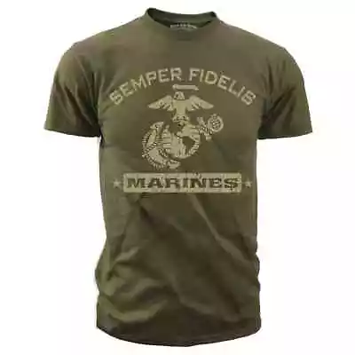 Marine Corps Semper Fi Green T-Shirt- USMC OD Green EGA Vintage Shirt • $31.95