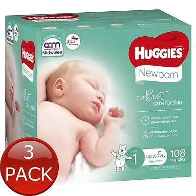 $166.95 • Buy 3 X Huggies Nappies Ultimate Newborn 108Pk