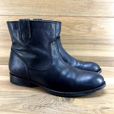Frye Womens Boots 10 Black Leather Pull On Ankle Slouch • $39.88