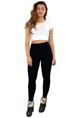 £4.94 • Buy Ladies Womens Fleece Lined Thermal Tights Warm Winter Thick Cosy Black Size M-XL