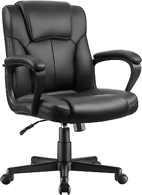 Executive Office Chair Mid Back Swivel Computer Task Ergonomic Leather-Padded D • $122.26